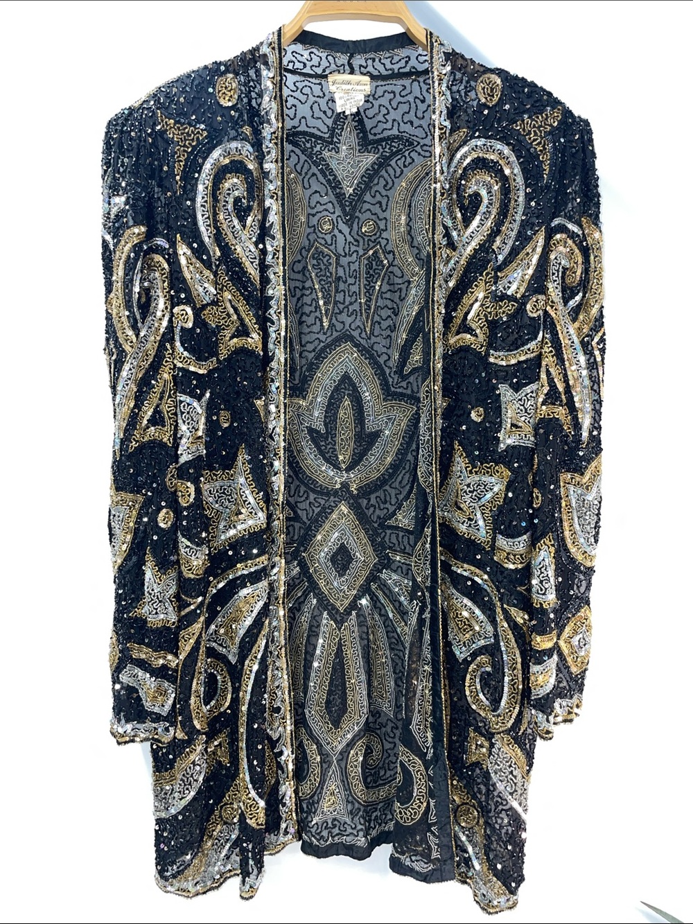 JUDITH ANN CREATIONS BEADED AND SEQUINED SILK DUSTER FTL-07-089